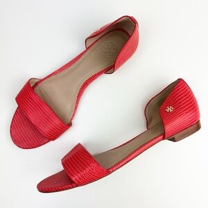 Tory Burch Savannah D’Orsay Flat Sandals in Melon/Coral 9